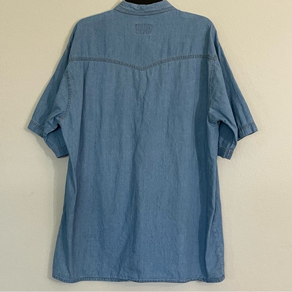 Blue Staff Men’s Denim Short Sleeve Shirt Size Large 100% Cotton - Picture 7 of 7